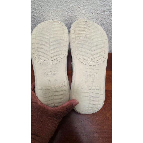 Crocs Women's Ivory Double-Strap Slide Wedge Sandals Size 7 Lightweight - Picture 8 of 11